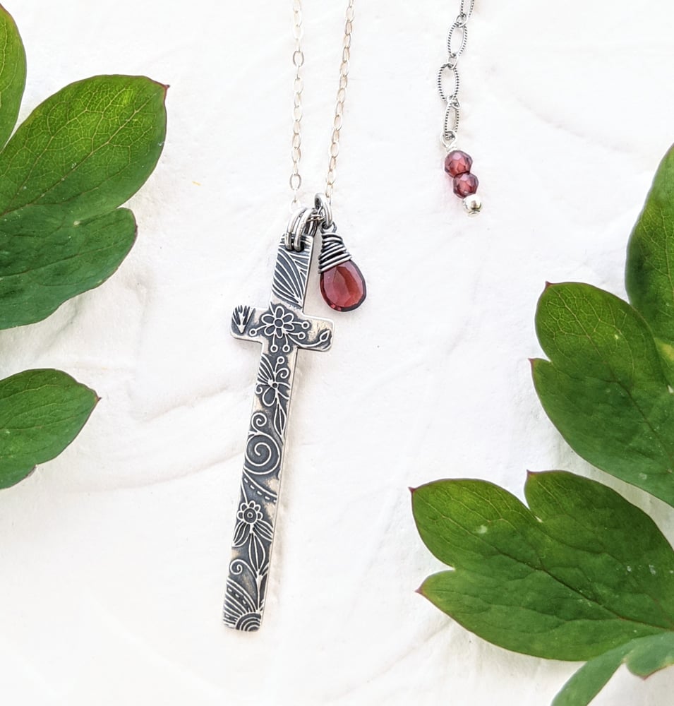 Image of Fineline Tapestry Cross Necklace