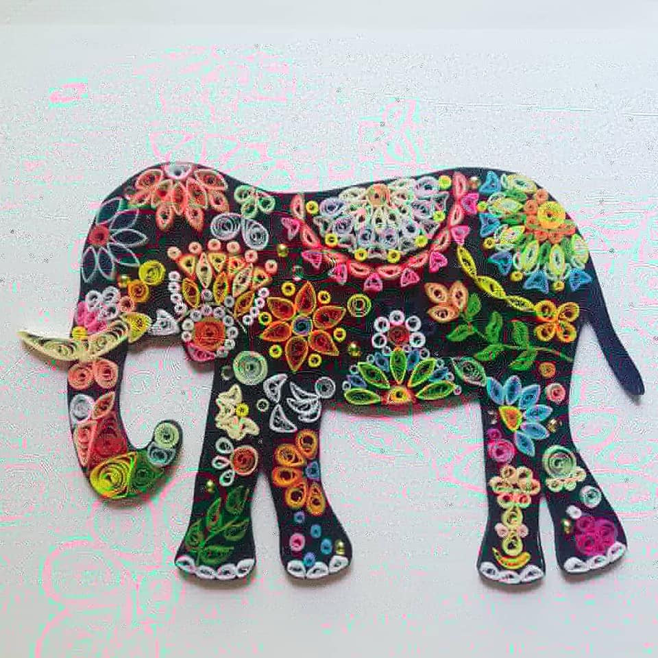 Image of Paper Quilling  Handmade Elephant
