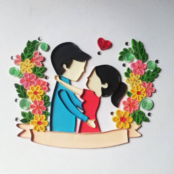 Image of Paper Quilling Lovers Handmade Gift 
