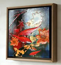 Original Canvas - Koi on Cobalt with Lilies - 30cm x 30cm