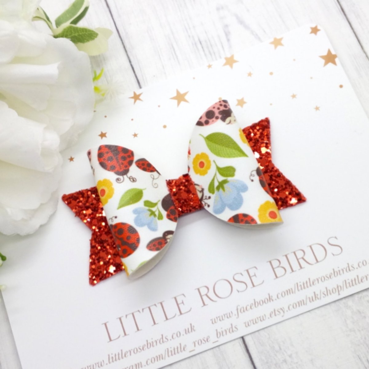 Image of Happy Ladybirds Bow - Choice of Headband or Clip