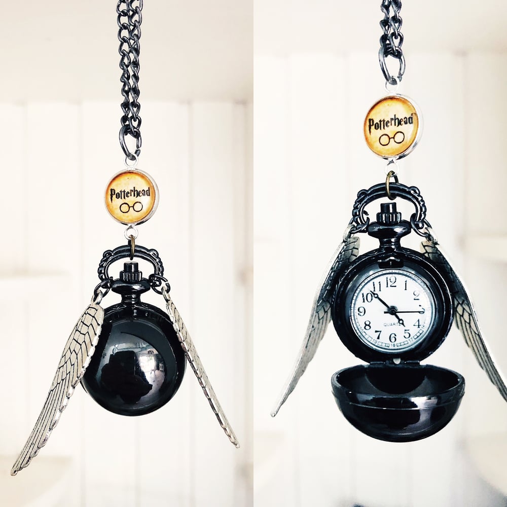 Les Capricieuses — Vif d'or black montre collier Harry Potter