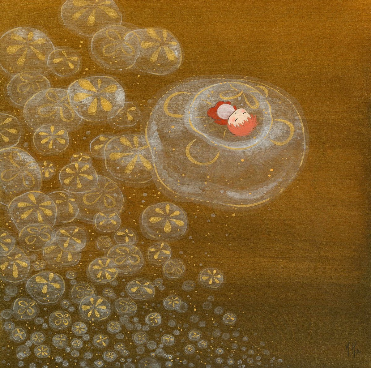 Ponyo's Golden Flight 11 x 14" Print