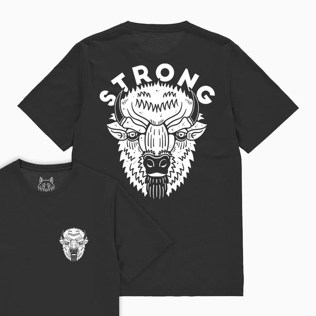 Bison Strong Back Print T-Shirt Organic Cotton