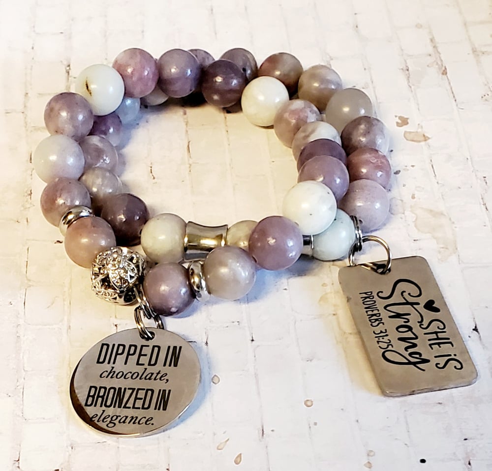 Image of Purple Stone Double Stack Bracelet