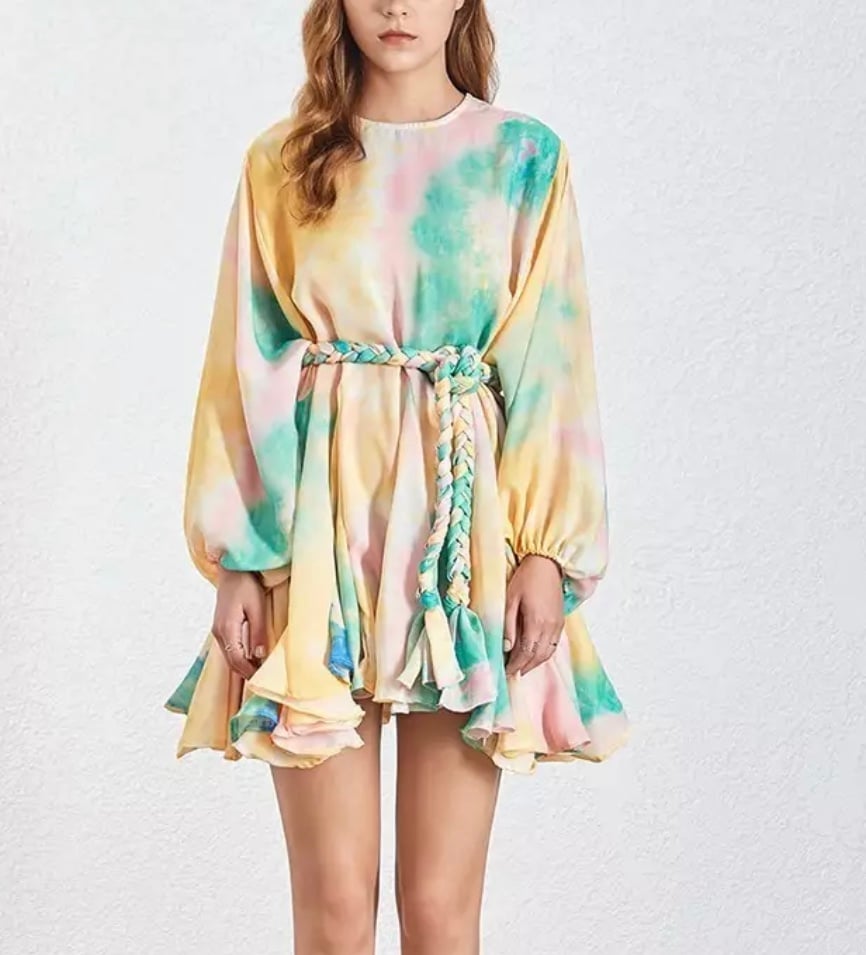 pastel tie dye dressing gown