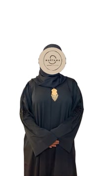 Image 1 of Black to black Rihana glitter hand blossom open Abaya