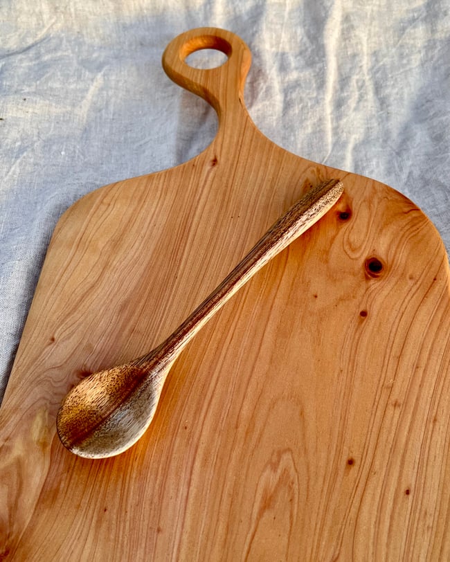 Hand Carved Blackwood Teaspoon 