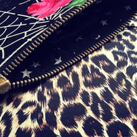 Image 5 of Spider web rose black and pink cotton purse