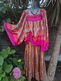 Image 8 of Zara Spilt Skirt- Sari fabric yellow and nude ish