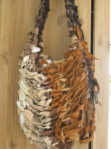 Image of hand knit leather kolonaki bag