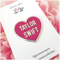 Image 2 of Taylor Swift Love Heart Enamel Pins (silver)