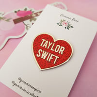 Image 4 of Taylor Swift Love Heart Enamel Pins (silver)