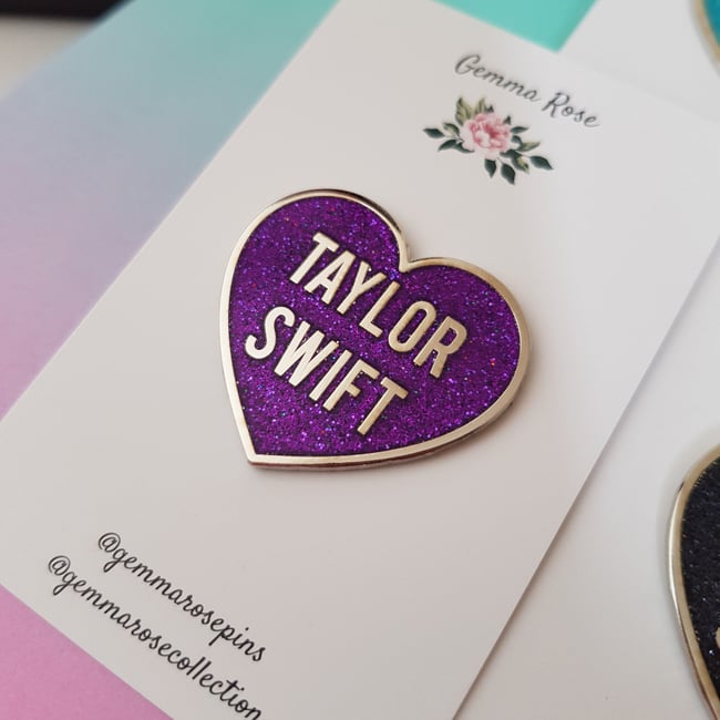 Taylor Swift Love Heart Enamel Pins (silver) gemma rose pins