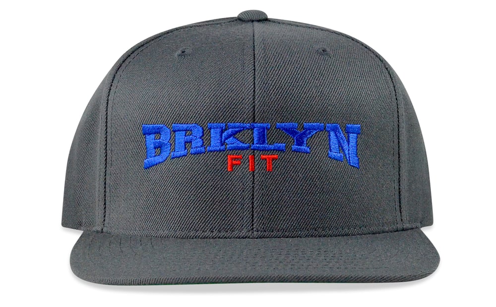 Image of BRKLYN FIT COLLEGE LOGO - (GREY/BLUE/RED) - SNAPBACK