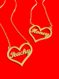 Image 4 of HEART NAME / WORD PLATE NECKLACE 