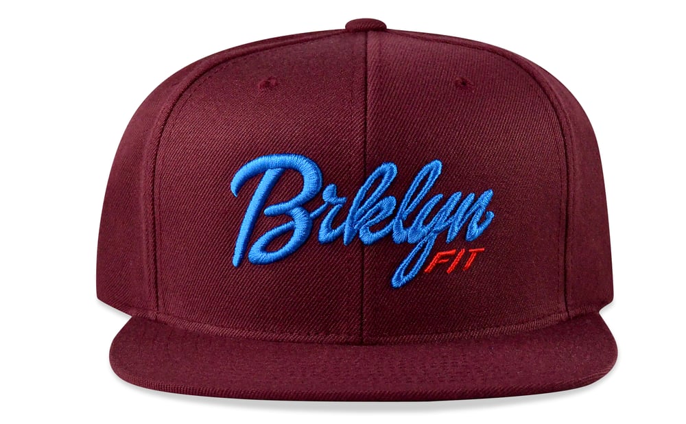 Image of BRKLYN FIT® LOGO - 3D (MAROON/BABY BLUE/RED) - SNAPBACK