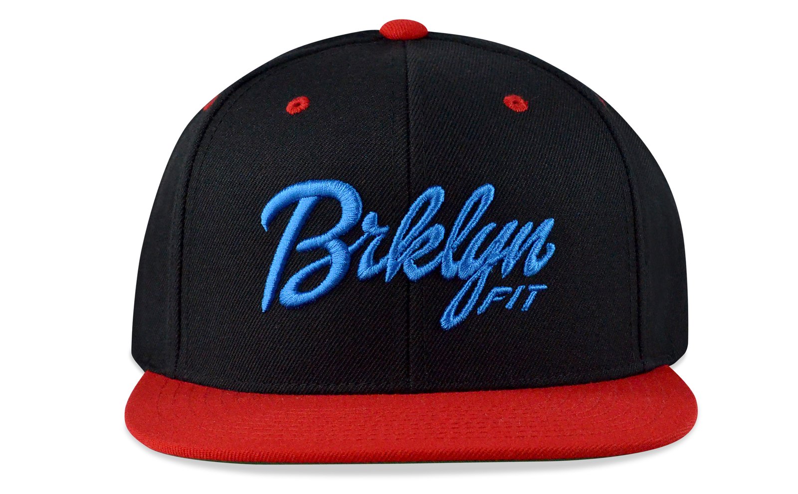 baby blue and red hat