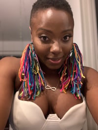 Image 2 of Large Fringe Hoops  Skittles 