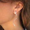 Long Ribbon Silver Earrings