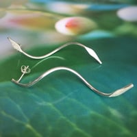 Image 3 of Long Ribbon Silver Earrings