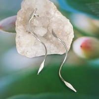 Image 2 of Long Ribbon Silver Earrings