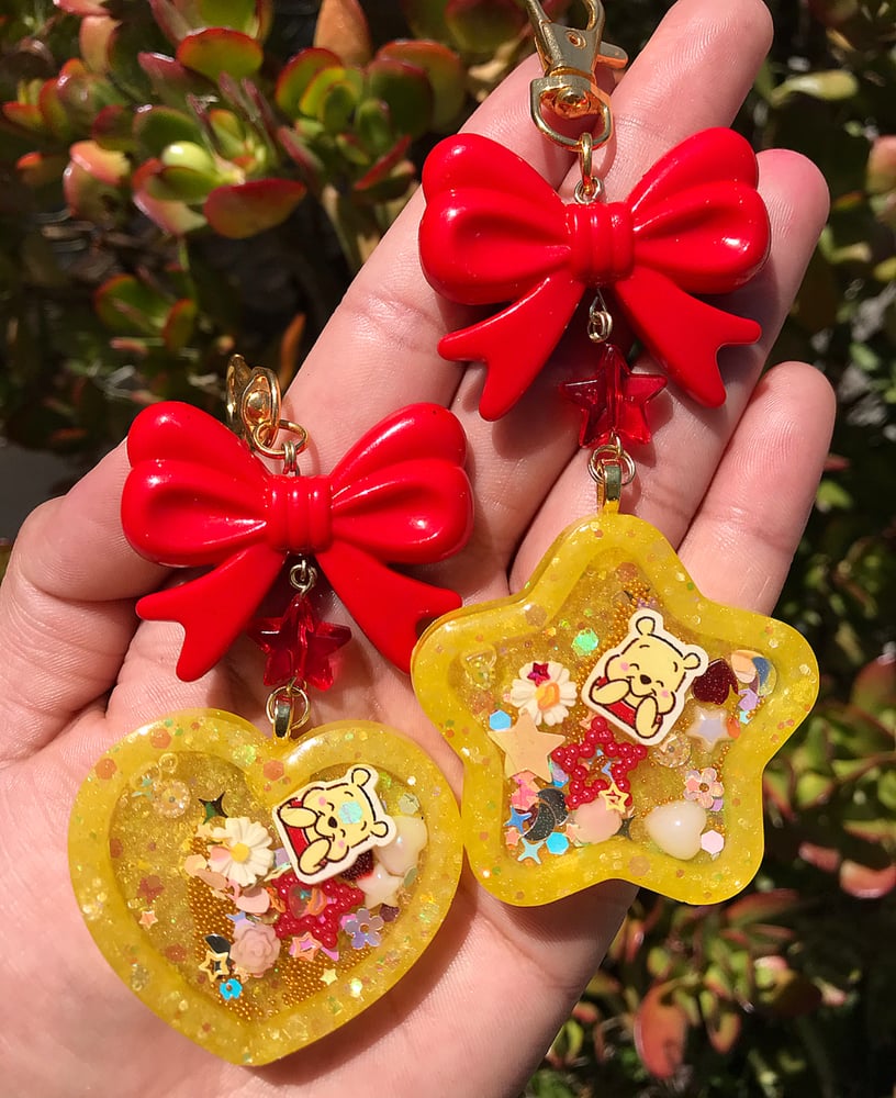 Image of Honey Bear Liquid Shaker Charm Keychain - Choose Your Shape! 
