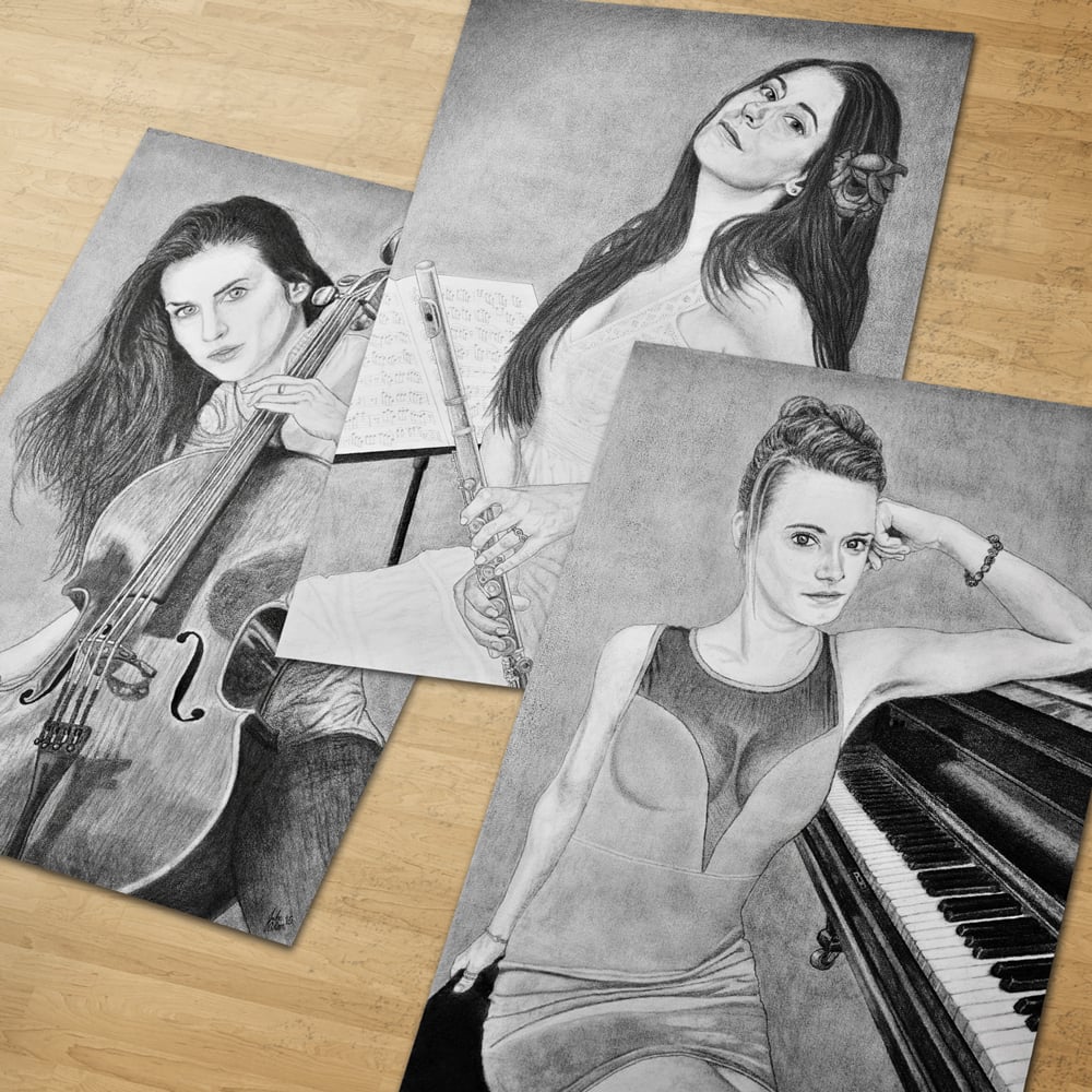 Image of "Women and Instruments" 3 pc Art Print Collection - 11"x17" Prints