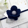 Navy Flower Bloom - Choice of Gold / Silver or White Leaves