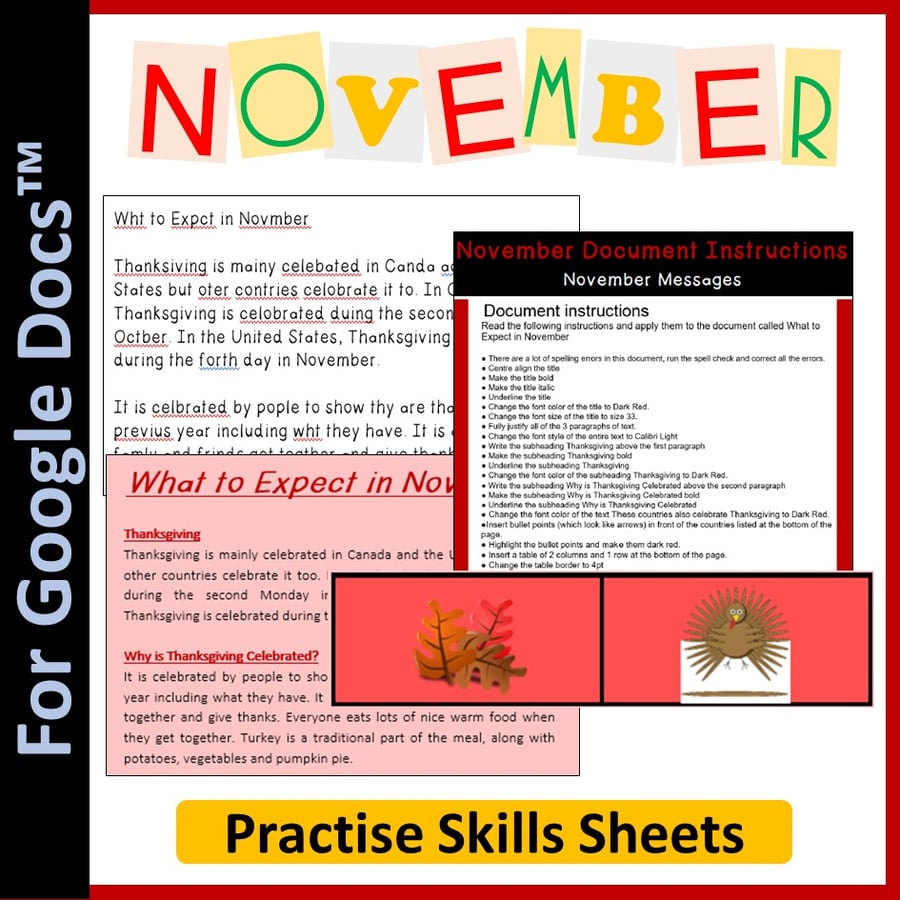 Image of Word Processing for Google Docs™: November (Thanksgiving)