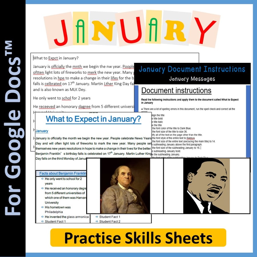 Image of Word Processing for Google Docs™: January (The New Year & Martin Luther King Day