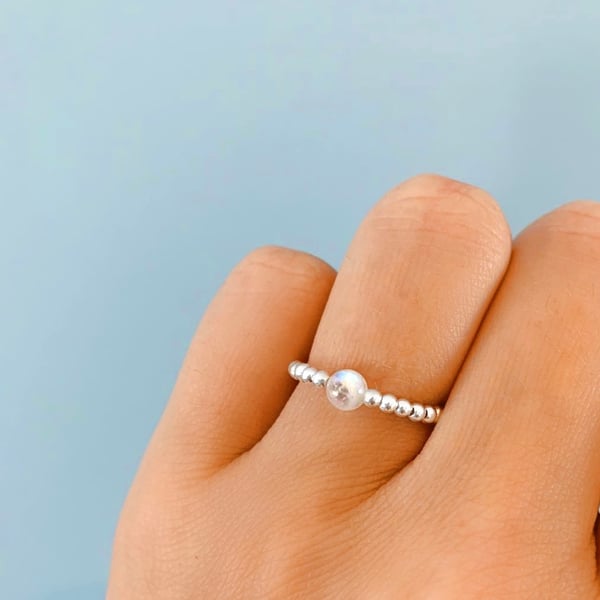 Image of Sterling Silver & Moonstone Gem Ring