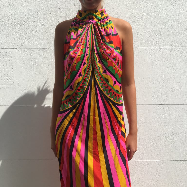 1970s jewel coloured jersey maxi dress Image 3