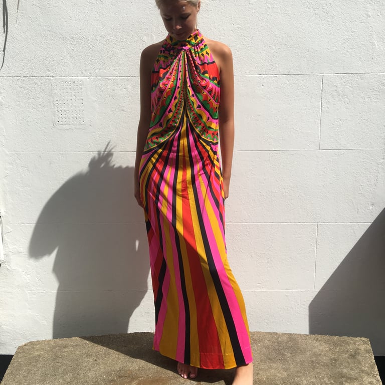 1970s jewel coloured jersey maxi dress Image 4