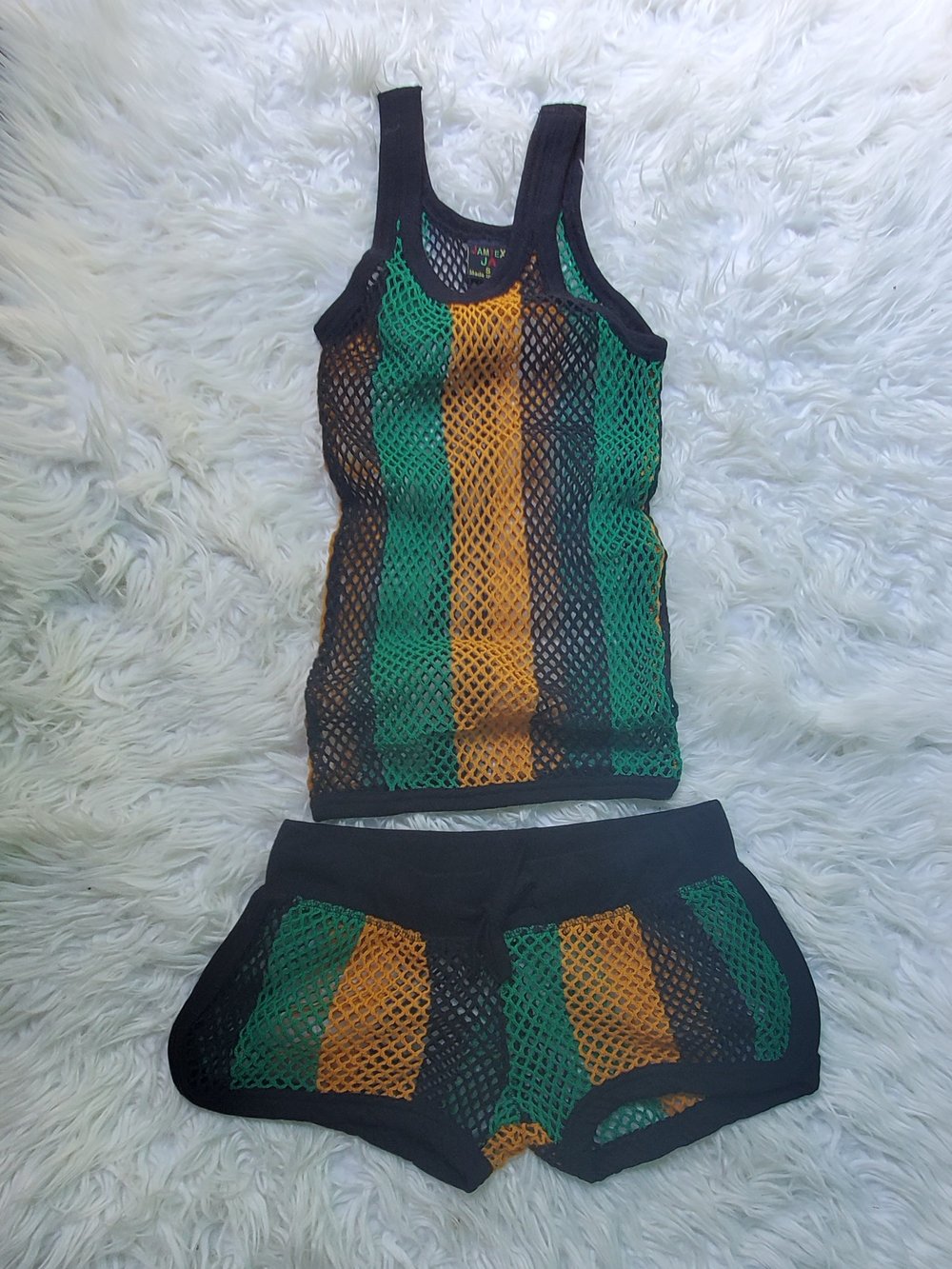  Jamaica fishnet shorts set 