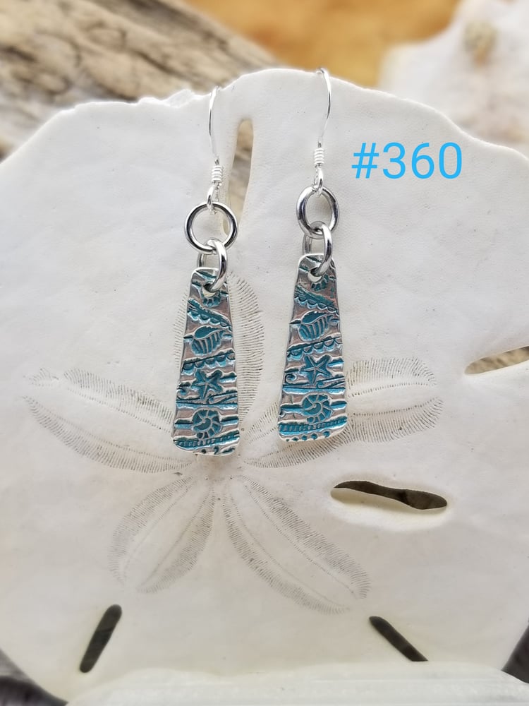 Image of Recycled Fine Silver- Handmade- Ocean- Earrings- #360