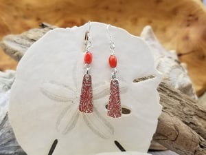 Image of Recycled Fine Silver- Coral- Handmade- Earrings- #362