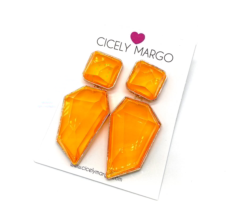 Image of Candy Geo Statement Earrings Neon Orange