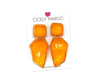 Image 3 of Candy Geo Statement Earrings Neon Orange