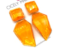 Image 2 of Candy Geo Statement Earrings Neon Orange