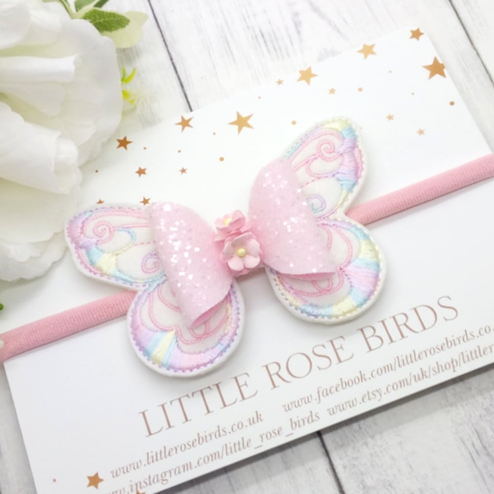 Image of Pink Pastel Butterfly Bow 