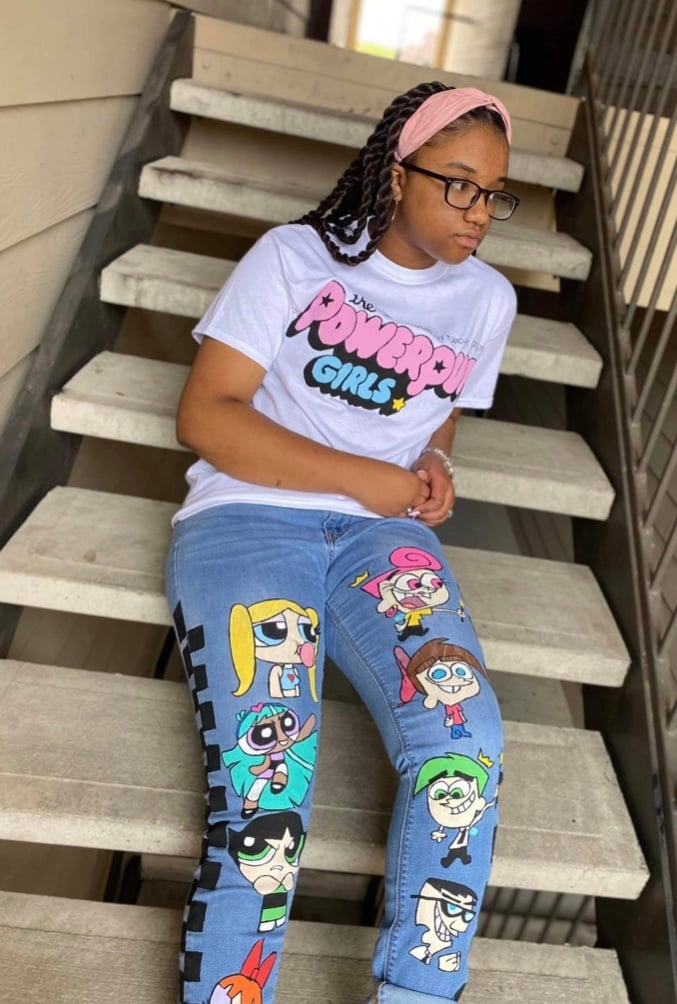 Adult Hand Painted Jeans Paint Passion