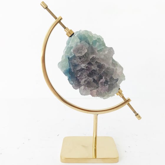 Image of Tricolor Fluorite no.05 + Brass Arc Stand