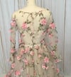 Gorgeous Flowers Long Sleeves Tulle Evening Dress, V-neckline Wedding Party Dress