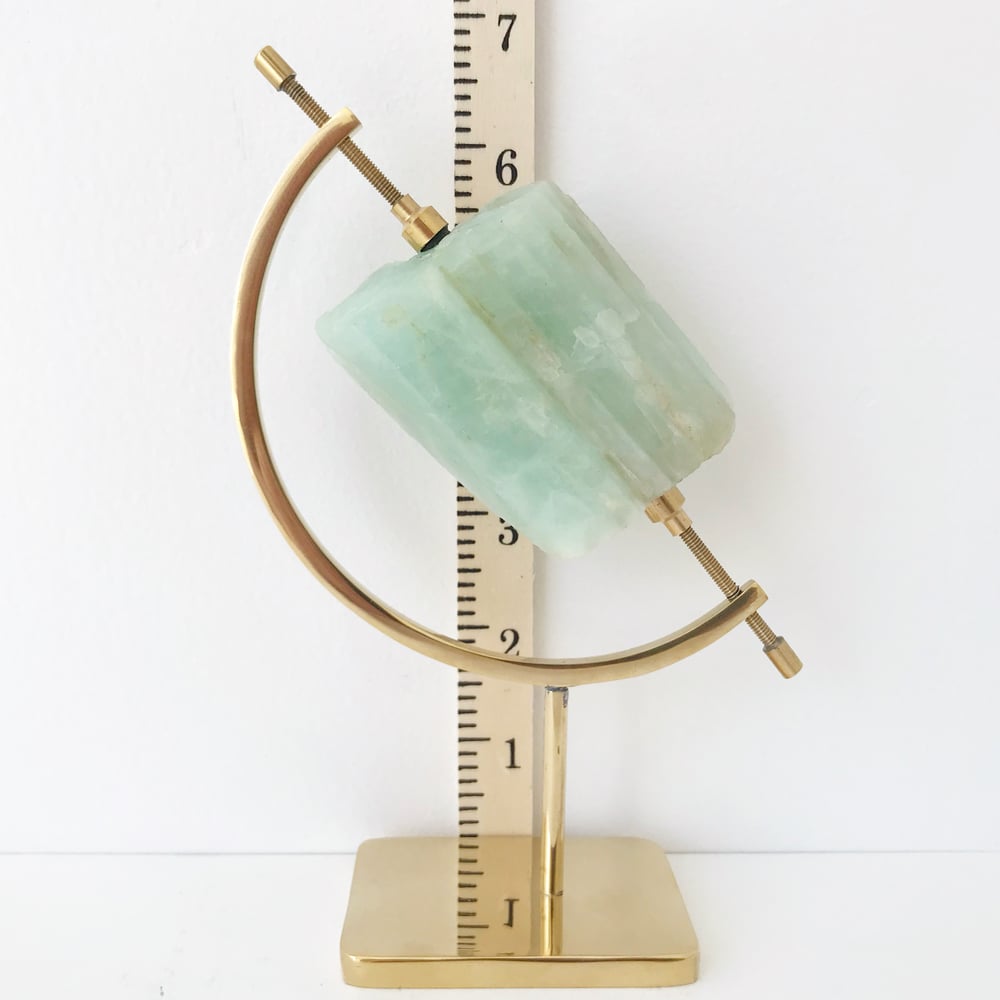Image of Aquamarine no.25 + Brass Arc Stand