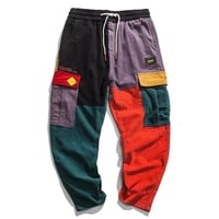Patchwork Color Block Corduroy Joggers