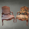 Pair of 18th C French Carved Open Arm Chairs