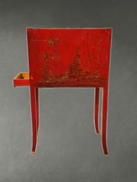 Image 1 of Red Chinoiserie Side Table