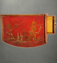 Image 3 of Red Chinoiserie Side Table