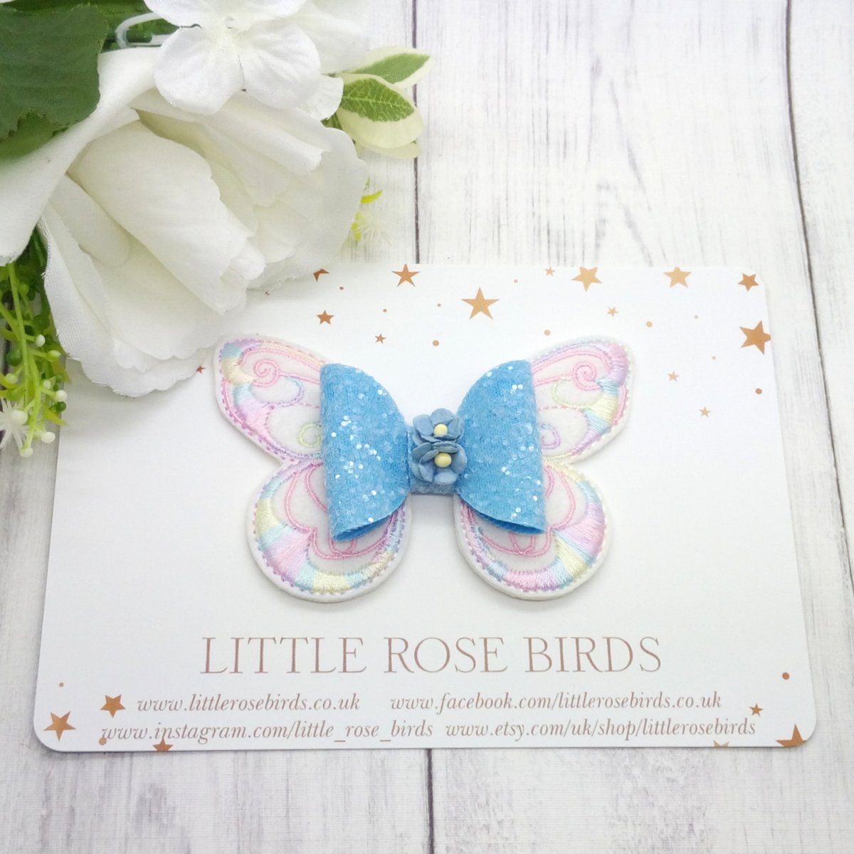 Image of Blue Pastel Butterfly Bow 